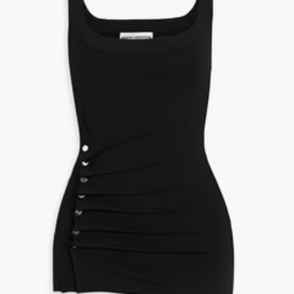 Paco Rabanne Ruched Side Snap Black Stretch Dress Tank Size 36 / US 4